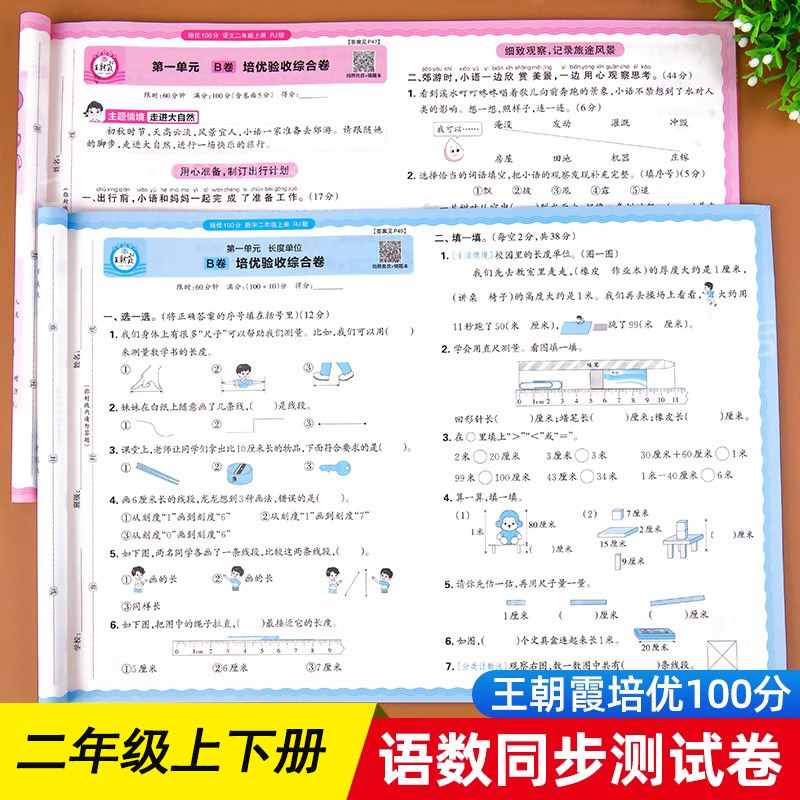 二年级上册试卷全套语文数学试卷测试卷人教版北师版苏教版同步练习册单元期中卷子练习题王朝霞培优一百分试卷培优100分A卷B卷