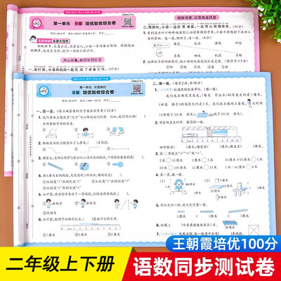 二年级上册试卷全套语文数学试卷测试卷人教版北师版苏教版同步练习册单元期中卷子练习题王朝霞培优一百分试卷培优100分A卷B卷