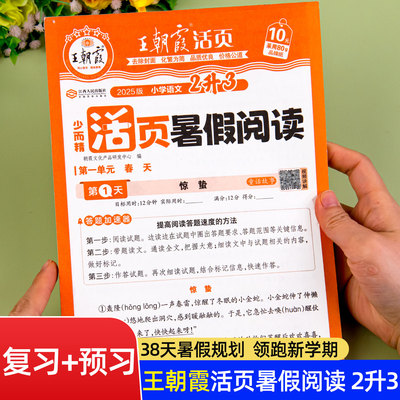 二升三暑假阅读二年级下册阅读理解专项训练书每日一练王朝霞语文专项强化训练题练习册二年级升三年级暑假作业小学2升3暑假衔接