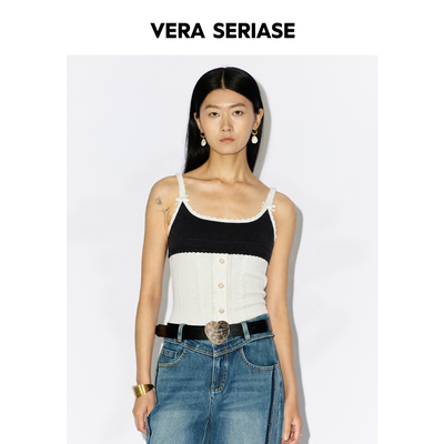 【Vera Seriase设计师品牌】2026秋季新款修身米白撞色毛织背心