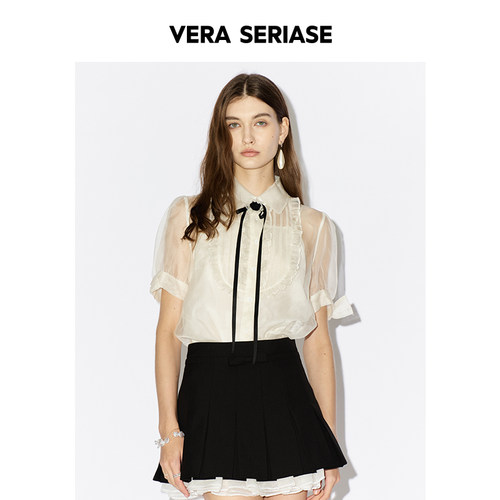 【Vera Seriase设计师品牌】2026夏季新款时尚米白薄款桑蚕丝衬衫