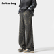 男款 夏季 春秋美式 ProteusBoy牛仔裤 复古豹纹直筒宽松拉链休闲裤 子