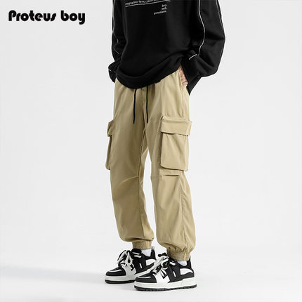 ProteusBoy裤子男款春秋冬季2025新美式复古工装束脚直筒休闲卫裤