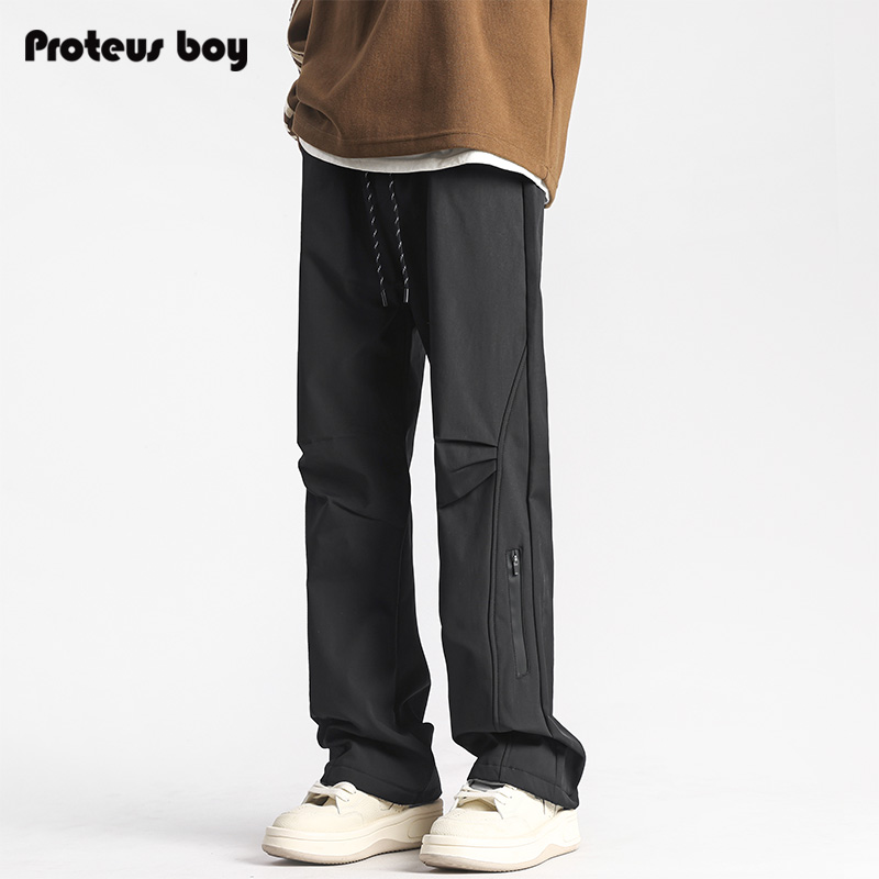 ProteusBoy裤子男款春秋冬季户外运动机能拉链休闲直筒宽松冲锋裤