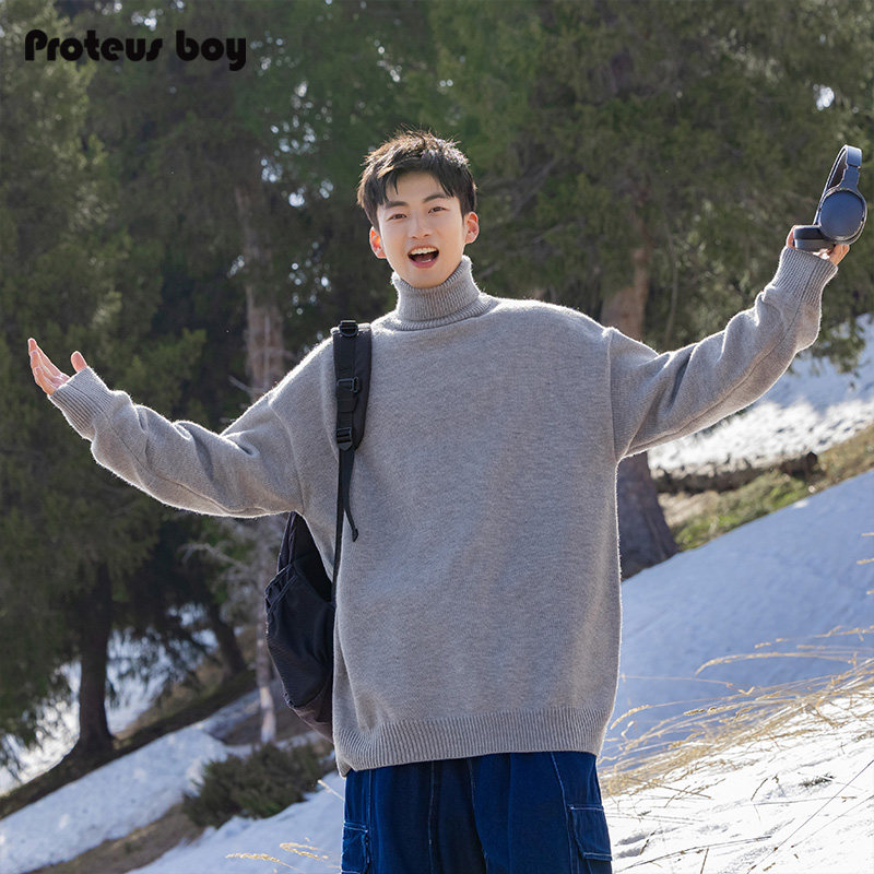 ProteusBoy高领毛衣男秋冬季2025新款日系内搭保暖长袖打底针织衫