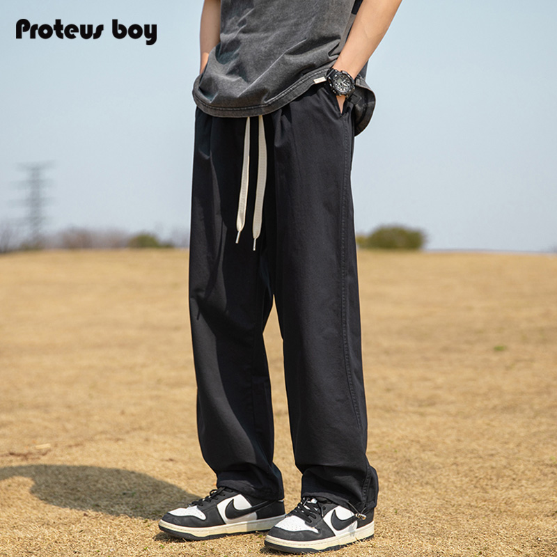 ProteusBoy裤子男款夏季春秋男士日系百搭直筒束脚纯棉运动休闲裤