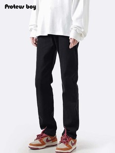 小脚直筒加绒休闲裤 ProteusBoy牛仔裤 2025新男生美式 春秋冬季 男款