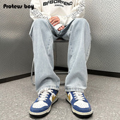 牛仔裤 2025新男生复古直筒阔腿宽松加绒运动休闲长裤 男款 春秋冬季