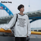 ProteusBoy卫衣男春秋冬季 重磅300g条纹圆领无帽长袖 2025新款 美式