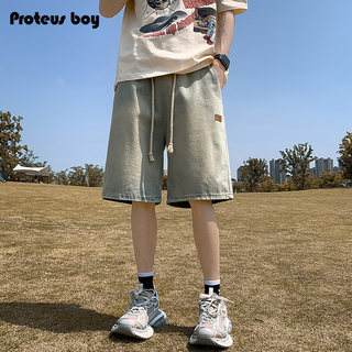 ProteusBoy牛仔短裤男夏季2024新款男士美式直筒宽松五分中裤子潮