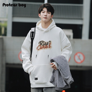 ProteusBoy卫衣男连帽日系字母印花宽松春秋季新款潮牌男生外套