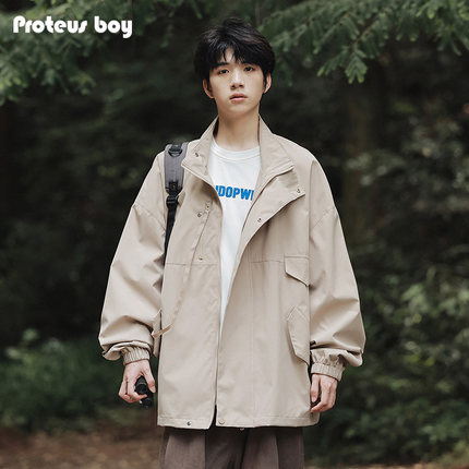 ProteusBoy 纯色宽松户外登山运动防风立领夹克外套 23PBJK8819