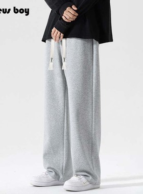 ProteusBoy裤子男款春秋冬季美式宽松直筒休闲阔腿运动加绒长卫裤