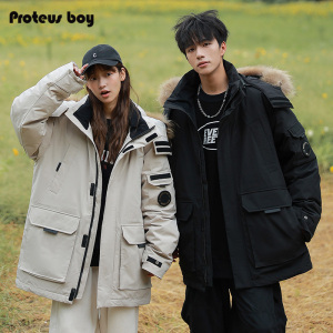 ProteusBoy羽绒服男冬季2024新款美式复古工装90鸭绒连帽派克外套
