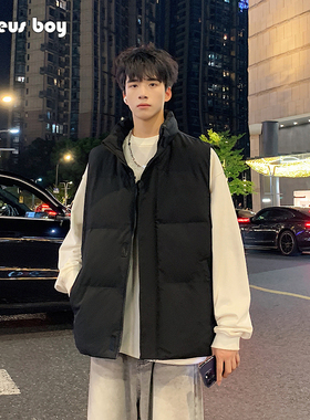 Proteus Boy纯色基础款加厚保暖无袖坎肩立领休闲棉马甲外套 918