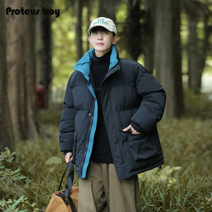 ProteusBoy棉服男款冬季男生户外运动加厚保暖立领工装面包服外套