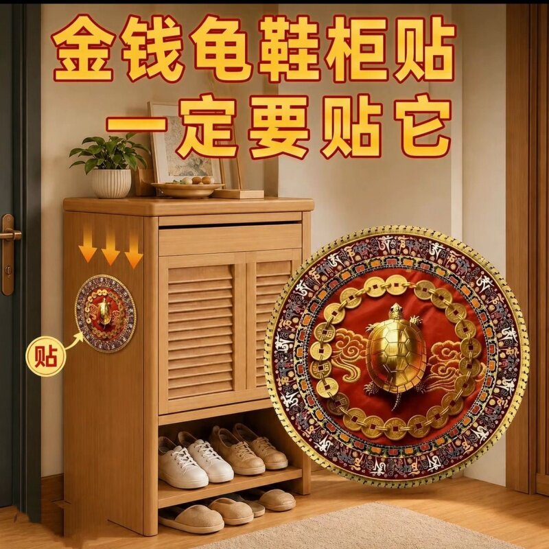 【先生推荐】金钱乌龟开门见鞋柜贴门口有鱼缸入户门侧面装饰贴纸