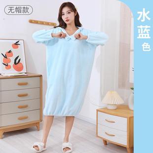 浴袍可穿浴巾女家用吸水柔软速干浴裙洗澡睡袍睡衣连帽 洗澡后穿