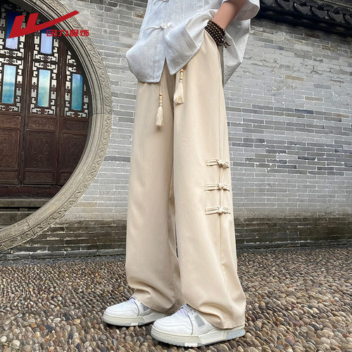 回力新中式国风冰丝裤子男士夏季