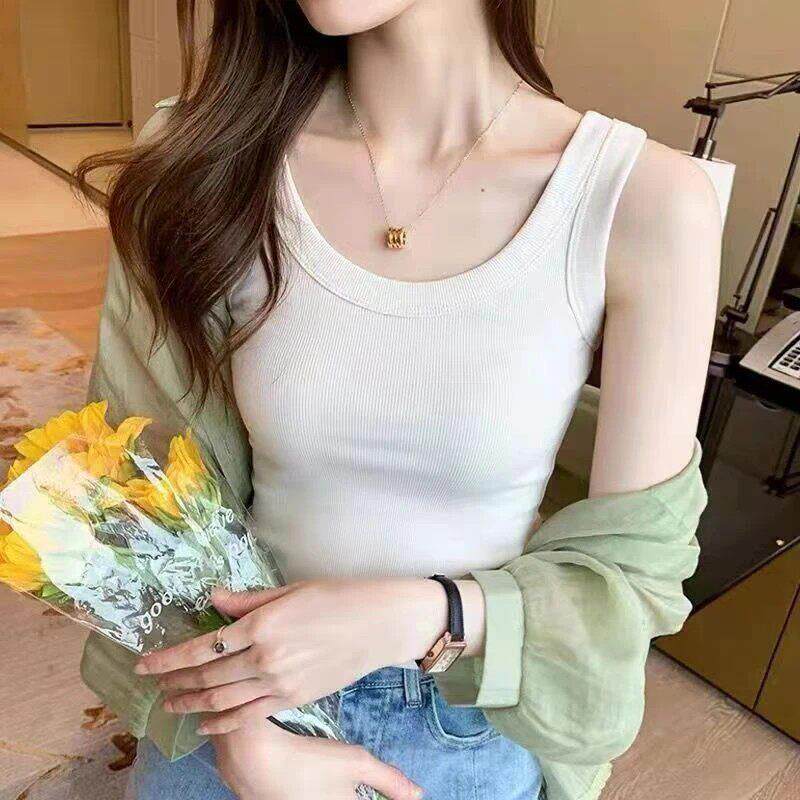【买一送一】吊带背心女防走光螺纹宽边内外穿百搭无袖打底衫上衣