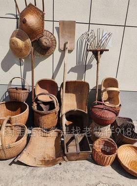 农耕文化怀旧装饰品提篮箩筐米斗簸箕农村传统工具民俗老物件摆件