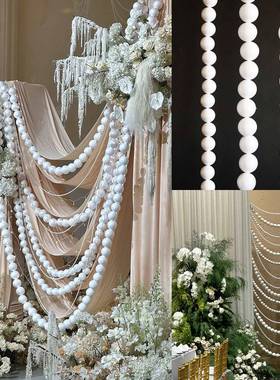 婚礼婚庆道具白色泡沫球串现场订婚宴背景道具迎宾区吊顶圆球装饰