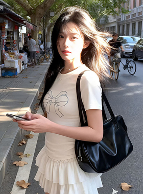 WASSUP修身辣妹装短袖T恤女2026新款夏季短款上衣白色打底衫显瘦