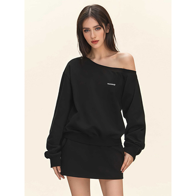 【早秋新款】WASSUP斜肩卫衣女