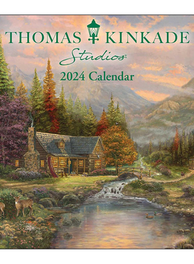 现货 Thomas Kinkade Studios 2024 Deluxe Wall Calendar 日历原版进口图书