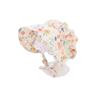 女宝宝帽子夏季薄款可爱宫廷风婴幼儿绑带系绳秋婴儿遮阳帽小月龄