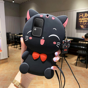 1女新款 立体招财猫vivo s18手机壳s17t可爱y100卡通s10pro全包y78保护y77加厚s9e防摔s7软硅胶套s6创意s5个性