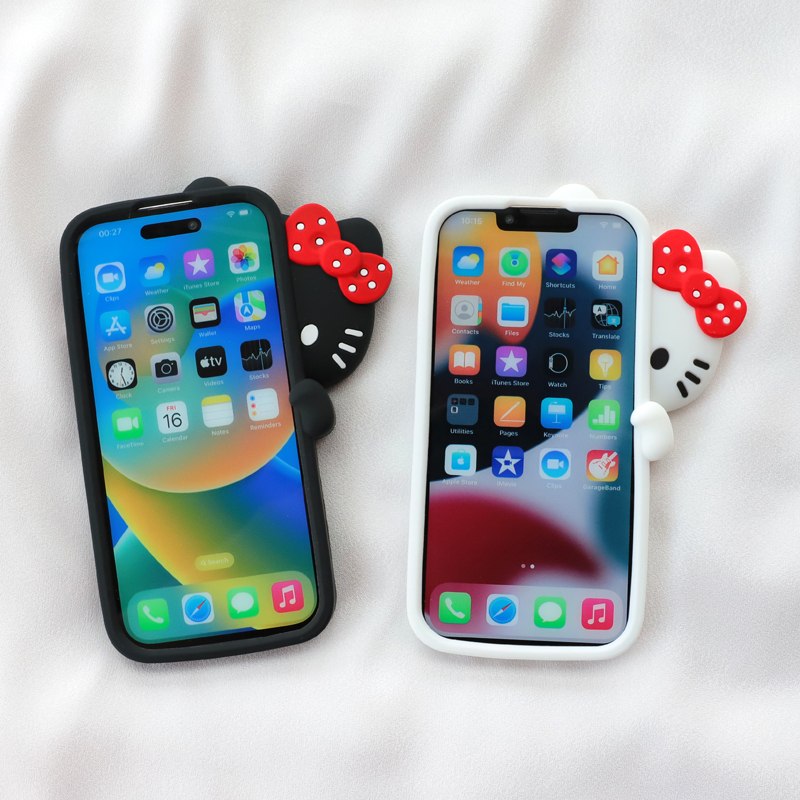 可爱趴趴KT猫适用iphone16/15pro苹果14promax手机壳13卡通12全包11保护max防摔7/8plus软6s硅胶套5se女新款4