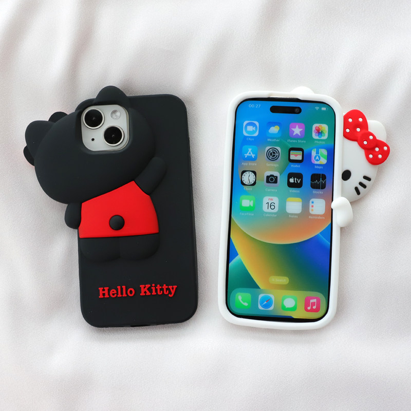 可爱趴趴KT猫适用iphone16/15pro苹果14promax手机壳13卡通12全包11保护max防摔7/8plus软6s硅胶套5se女新款4