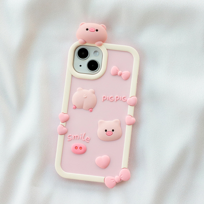 苹果系列趴趴小猪全包硅胶手机壳