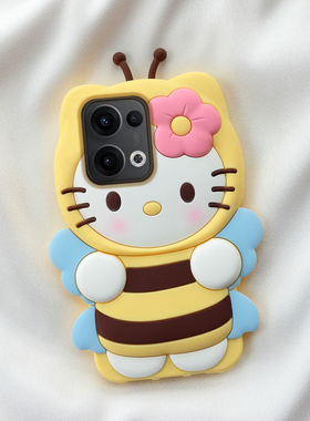 蜜蜂KT猫oppo reno13/12手机壳11/10可爱9/8/5k卡通a97/96全包a92保护55加厚58防摔a93s软72硅胶套A1pro新款2