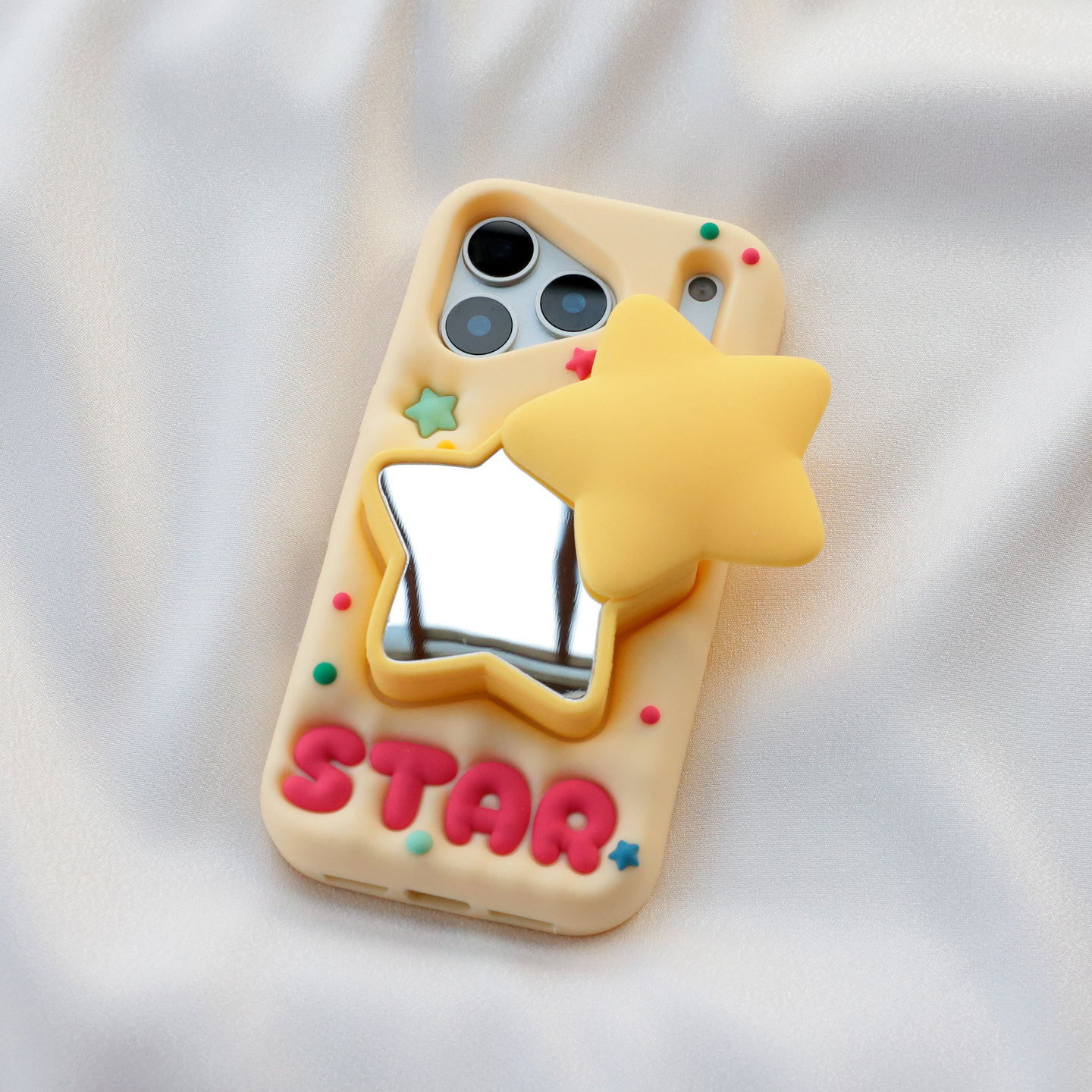 星星化妆镜子带支架适用小米17promax手机壳米15/14创意卡通mi13红米k80pro全包保护k70加厚防摔软硅胶套新款