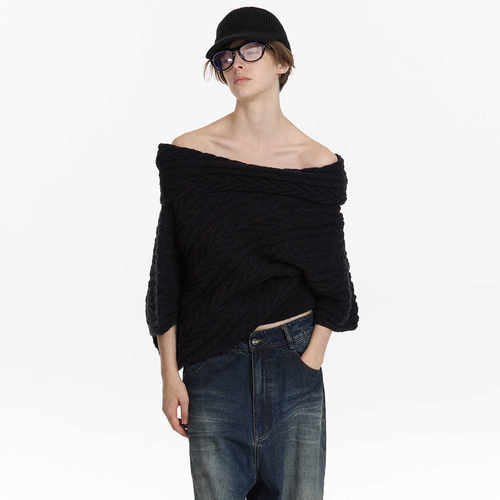 易梦玲同款不规则设计针织毛衣