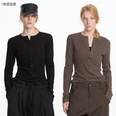 LYUOCHENG醋酸亲肤亨利领上衣