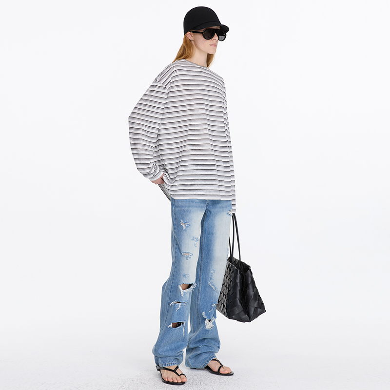 LYUOCHENG春夏浅蓝直筒牛仔裤