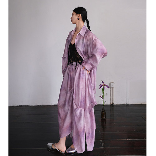暮色紫防晒衬衫宽松新中式新品