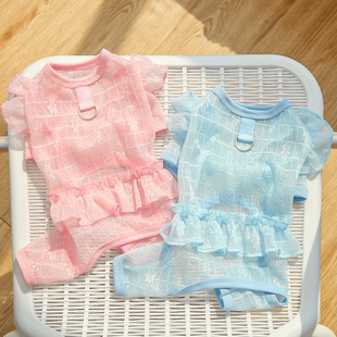 原创四脚衣宠物狗狗衣服狗衣服猫咪衣用品蕾丝网纱裙子裤子跨境比