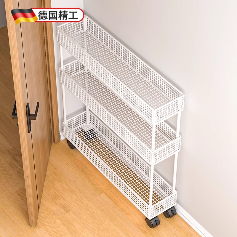 德国门后卫生间夹缝收纳柜超薄极窄置物架浴室缝隙窄柜落地带轮架