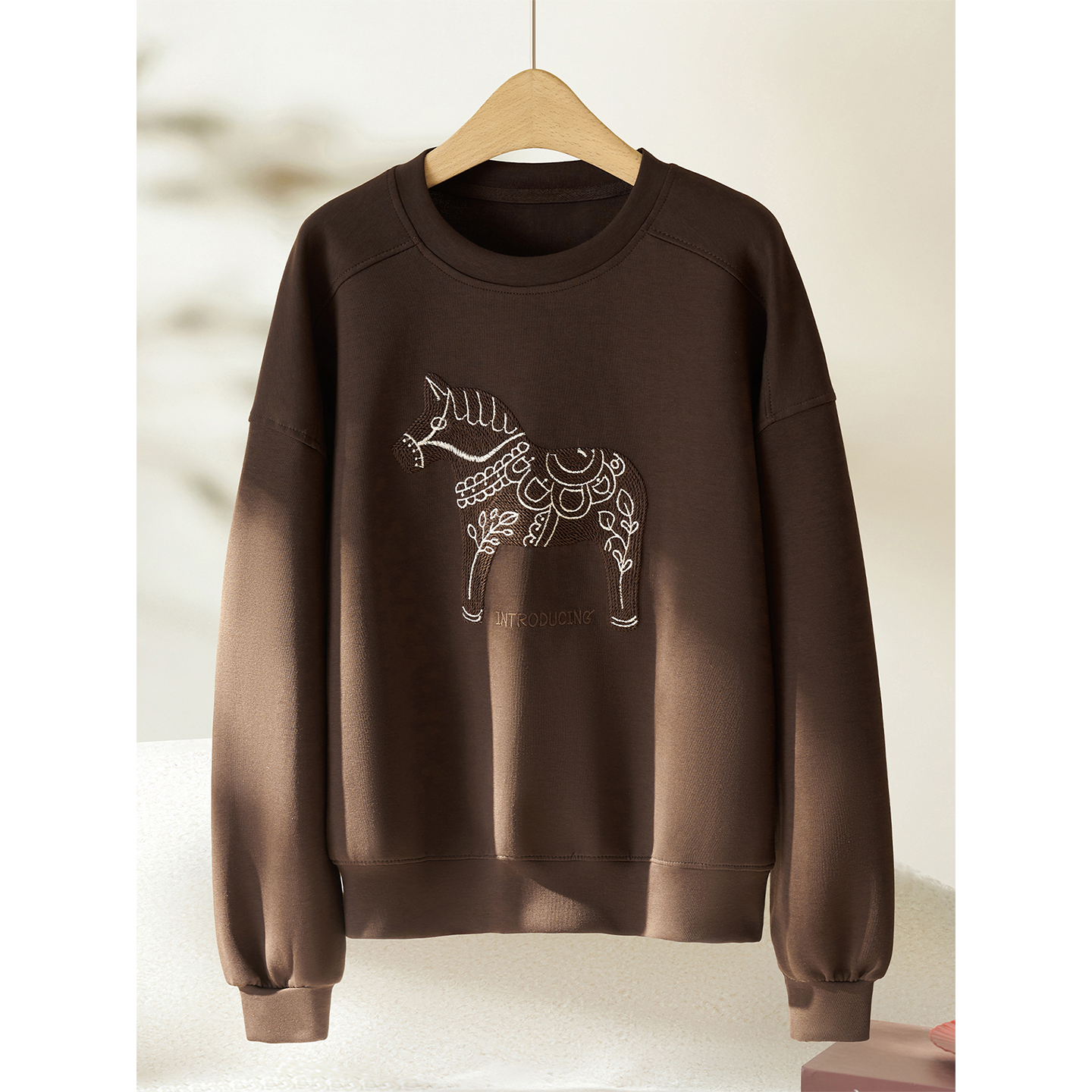 美拉德刺绣圆领卫衣女秋冬穿搭