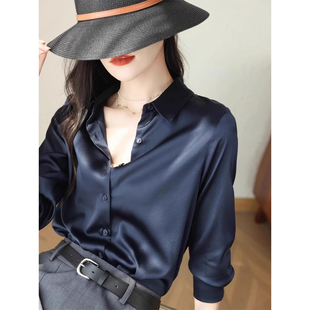醋酸缎面防晒衬衫 高级感宽松内搭POLO领垂感衬衣 女士2025夏季 薄款