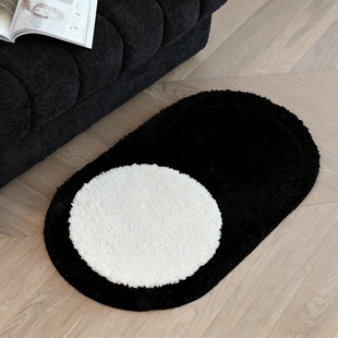 可机洗吸水防滑黑白植绒高级感地毯浴室进门脚垫卫生间厨房地垫