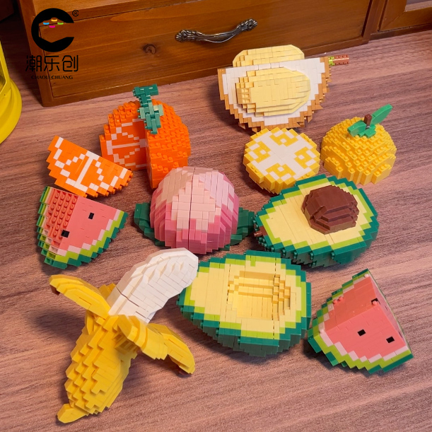 潮乐创仿真水果系列积木