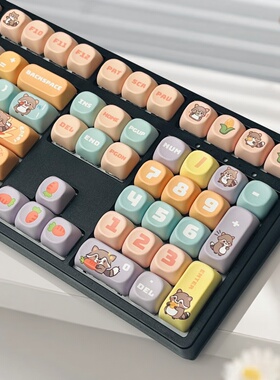 JRK108键全透明三模机械键盘无线蓝牙2.4G有线小碗熊键帽mac通用