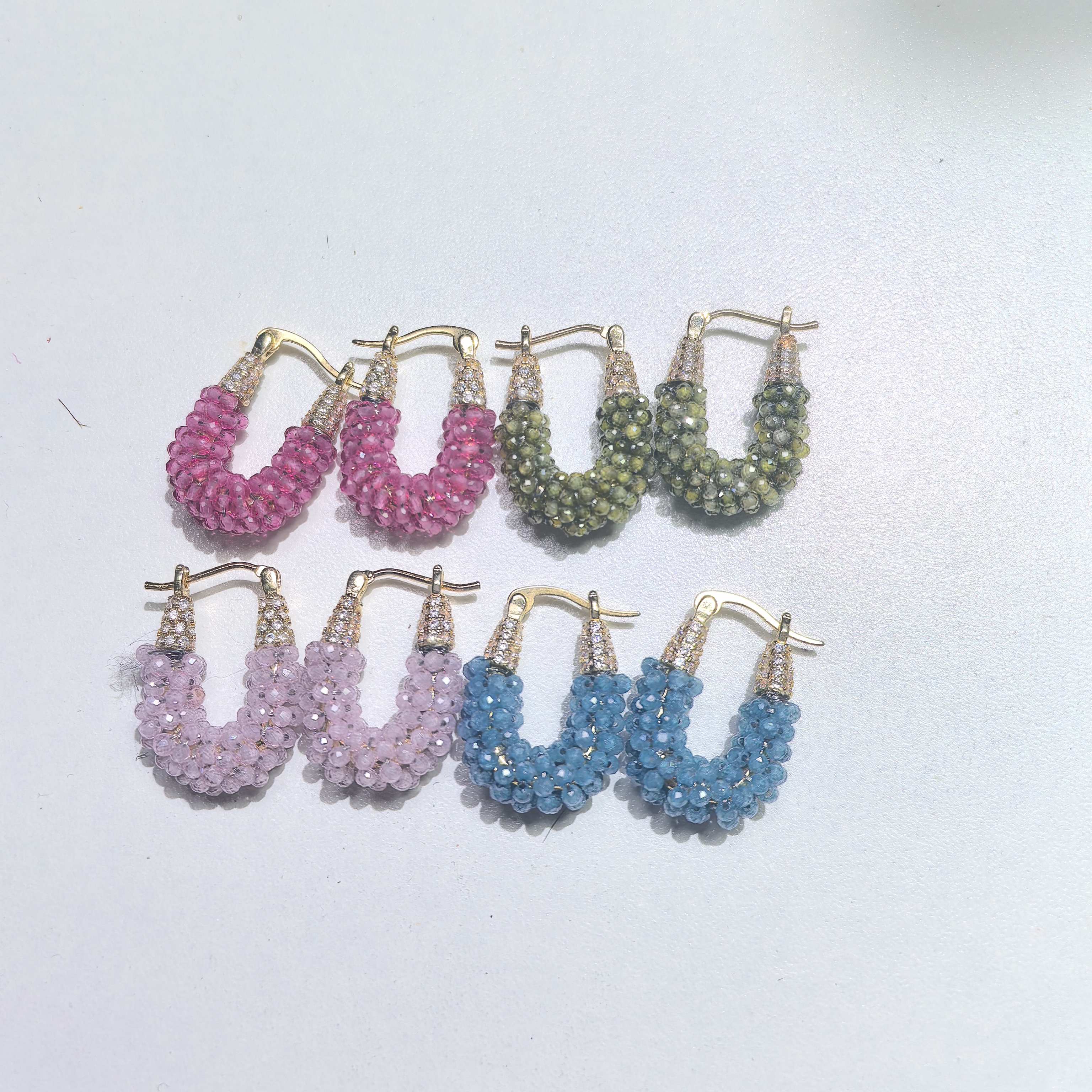 莫奈蓝水晶耳环高级氛围感独特耳饰女轻奢小众耳圈耳坠