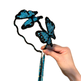 莫奈蓝恋蝶微丝蜜镶原创设计小蝴蝶侧边发箍合集森系日常百搭女