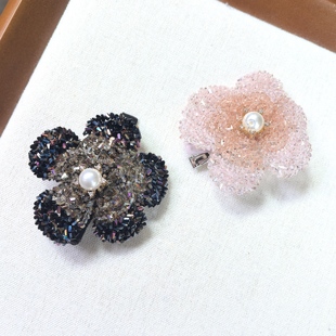 莫奈黑玫瑰系列花朵发夹小众设计气质高级感日常百搭款